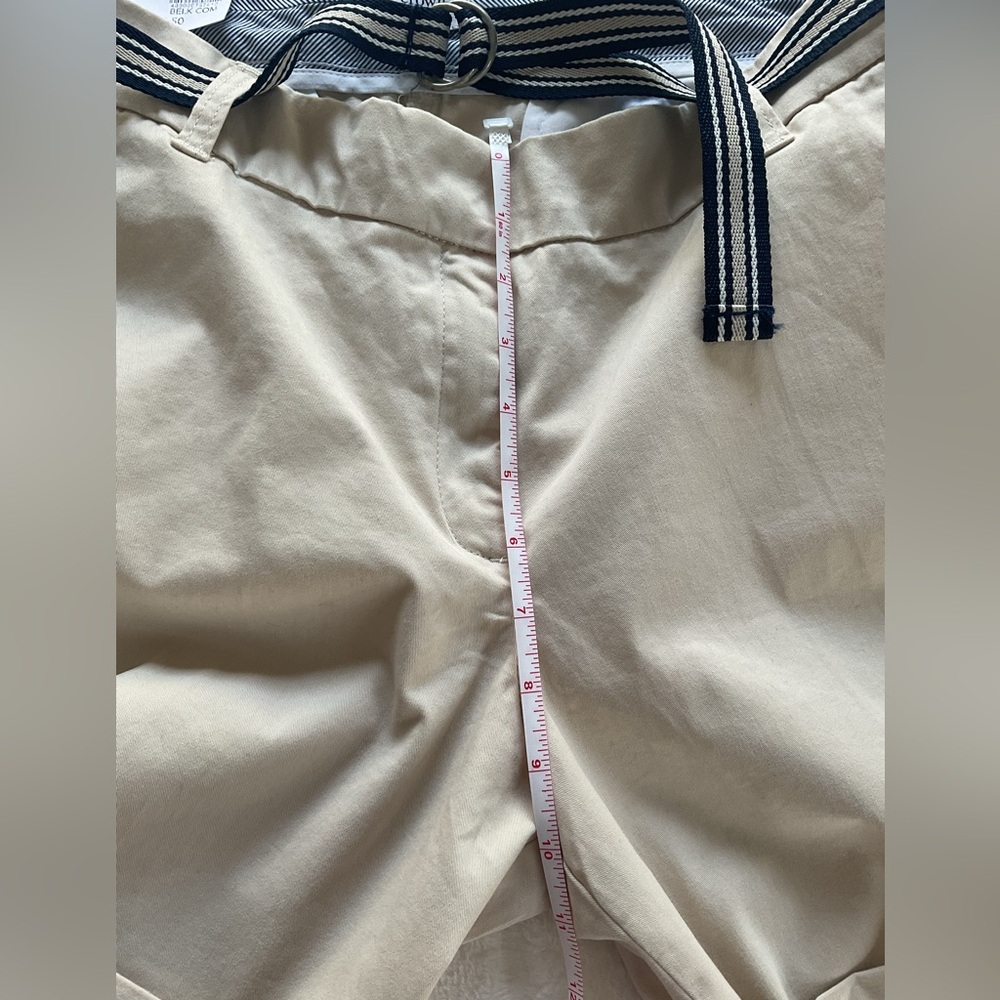 Crown & Ivy High Rise Belted Shorts Women Size 12 NWT Beige Summer Cute - Picture 10 of 10